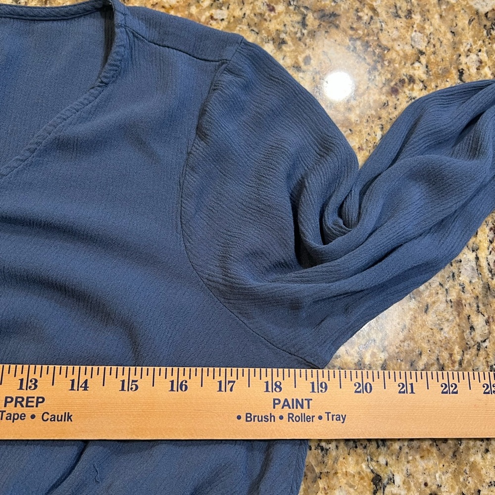 Torrid Blue Gauze Smocked Long Sleeve Button up Blouse. Plus size 1 - Picture 5 of 7